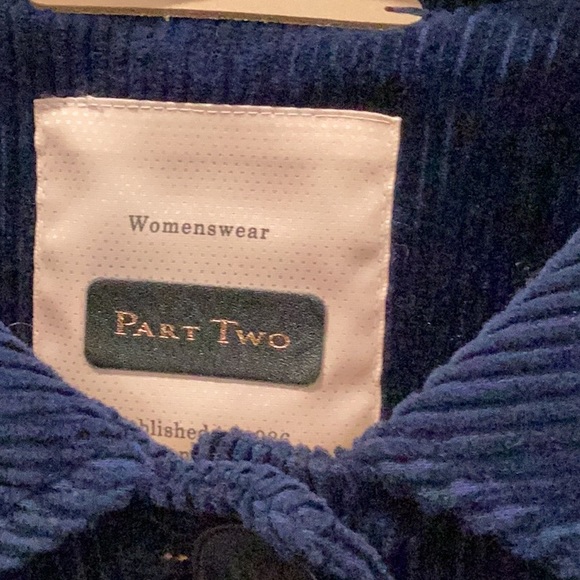 Royal Blue Corduroy 3/4 Car Coat by Part Two - Picture 2 of 8